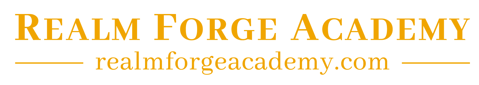 Realm Forge Academy wordmark with URL
